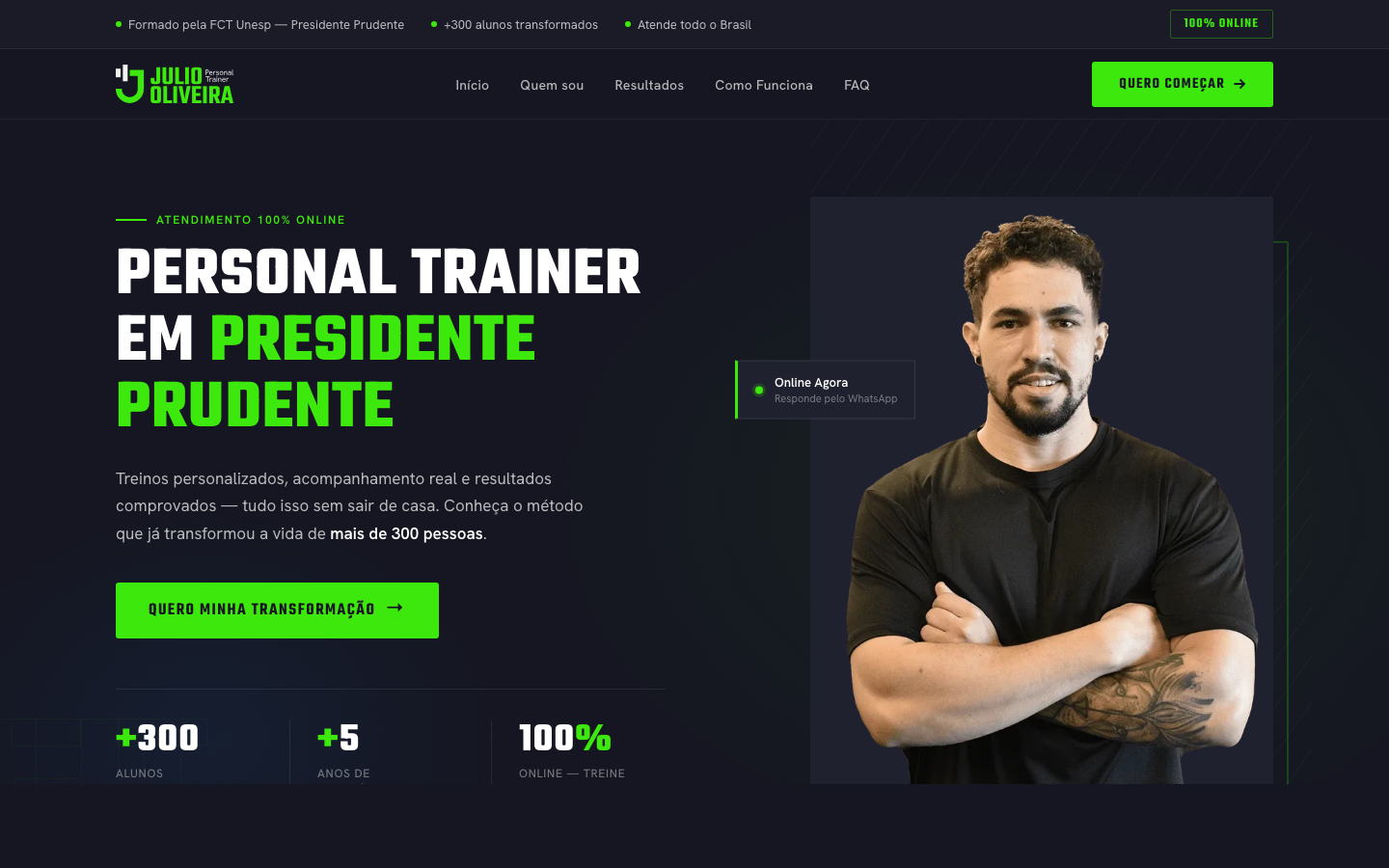 Site do Julio Oliveira — personal trainer em Presidente Prudente